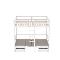Harriet Bee Gints Twin over Twin 2 Drawer Futon Bunk Bunk Bed and Mattress with Built-in-Desk by Harriet Bee