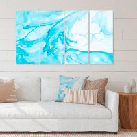 East Urban Home Liquid Art in Light Blue and Turquoise I - 4 Piece Wrapped Canvas Print