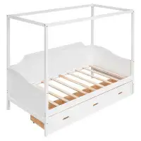 Red Barrel Studio Twin Size Wooden Canopy Daybed With 3 In 1 Storage Drawers