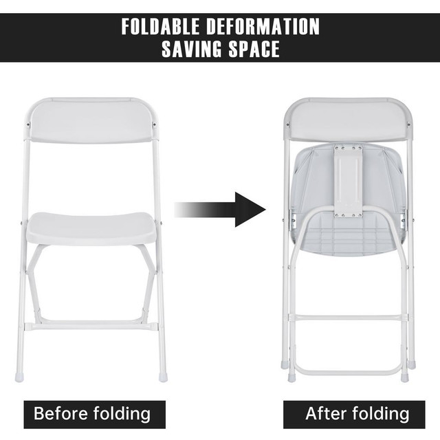 NEW 4 PACK PLASTIC FOLDING CHAIR WHITE 350 LBS 568097 in Other in Alberta - Image 3