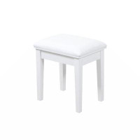 Winston Porter Vanity Stool Makeup Bench Dressing Stool With Cushion And Solid Legs,White