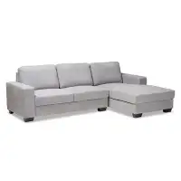 Lefancy.net Lefancy Light Grey Fabric Upholstered Sectional Sofa with Right Facing Chaise