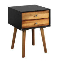 George Oliver Mid-Century Wooden Multipurpose End Table With 2 Storage Drawers