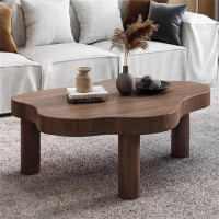 Ivy Bronx Modern Simple Solid Wood Coffee Table - Walnut Wood Color