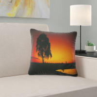 Made in Canada - East Urban Home African Landscape Printed Sunset View in Tanzania Throw Pillow