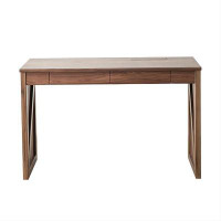Recon Furniture 55.12" Brown Rectangular Solid Wood Desk,2-drawer