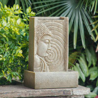 Bungalow Rose Indoor&Outdoor Water Fountain Buddha Design Polyresin Garden Lawn With LED Light