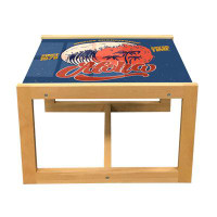 East Urban Home East Urban Home Surfboard Coffee Table, Surfing Related Lettering And Cartoon Retro Waves Palm Trees Lay