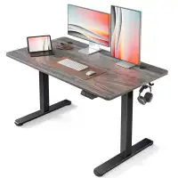 Inbox Zero Modern Rustic Brown Electric Standing Desk: Adjustable Height, Stable Construction, Memory Height, Ideal For