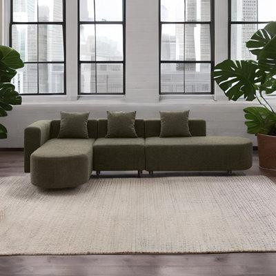 Latitude Run® L Shape Boucle Sofa With Curved Seat in Couches & Futons