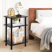 Ebern Designs Ebern Designs Side Table 3-Tier End Table,15.7X11.8X27.6In Nightstand With Storage Shelf,Modern Wooden Sid
