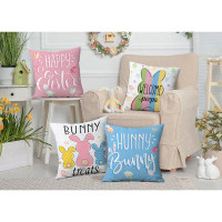 The Holiday Aisle® Easter Pillow Covers 18X18 Set Of 4, Easter Decorations Decorative Bunny Pillow Covers 18X18 Set Of 4