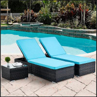 Latitude Run® Outdoor Patio Chaise Lounge Chair,Lying in bed with PE Rattan and Steel Frame, PE Wickers