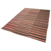 Foundry Select Striped Kilim Brown Striped Cotton Handmade Area Rug