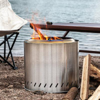 LAVRE Stainless Steel Smokeless Fire Pit with Bag, Portable Low Smoke Wood Burning Fire Pit
