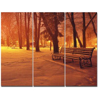 Design Art 'Snow Covered Benches in Evening' Photographic Print Multi-Piece Image on Canvas