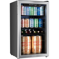 hOmeLabs hOmeLabs Beverage Refrigerator and Cooler - Glass Door Mini Fridge with 120 Slim Cans Capacity