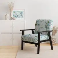 Design Art Blossoming Pastel Wildflowers On Light Blue VII - Upholstered Traditional Arm Chair