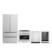 Cosmo Cosmo 4 Piece Kitchen Packages With 36" Freestanding Gas Range 24" Built-in Dishwasher French Door Refrigerator &
