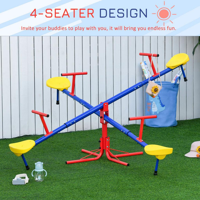 Children''s Seesaw 71.75" x 71.75" x 19" Red, Blue, Yellow in Toys & Games - Image 4