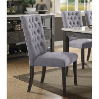 Rosalind Wheeler Flippen Side Chair (Set-2), Grey Linen & Grey Oak