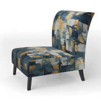 Ivy Bronx Comfort Of Glory Abstract Expressionism Blue I - Upholstered Modern Accent Chair