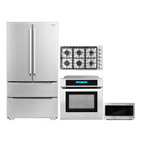 Cosmo 4 Piece Kitchen Package 36" Gas Cooktop 24" Single Electric Wall Oven 24.4" Built-in Microwave & Energy Star Frenc