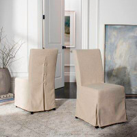 Rosecliff Heights Latrell Linen Upholstered Side Chair in Beige