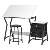 Studio Designs Hourglass Craft Center, 2pc Angle Adjustable Drafting Table and Stool