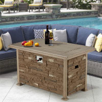 Oyerol 24.8" H x 44.1" W Aluminum Propane Outdoor Fire Pit Table