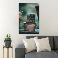 Foundry Select Green Cactus Plant On Brown Clay Pot 24 - 1 Piece Rectangle Graphic Art Print On Wrapped Canvas