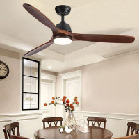Ivy Bronx 52'' Solid Wood Blade Ceiling Fan With Led