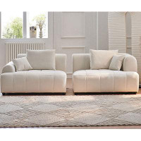 MABOLUS 86.61" White Cloth Modular Sofa cushion couch