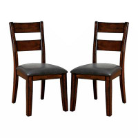 Red Barrel Studio Dark Cherry Finish Solid Wood Transitional Style Kitchen Set Of 2Pcs Dining Chairs Bold & Sturdy Desig