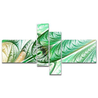 Made in Canada - East Urban Home 'Green on White Fractal Stained Glass' Graphic Art Print Multi-Piece Image on Canvas