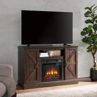 Gracie Oaks Farmhouse Classic Media TV Stand Antique Entertainment Console For TV Up To 50" With 18" Electric Fireplace