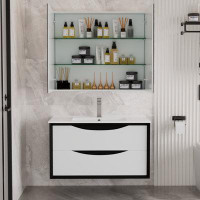 Wrought Studio 36 in Bathroom Vanity with Sink Top Two Drawers with LED Light