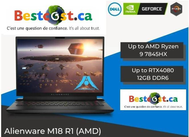 Dell Alienware M18 R1 18 Ryzen 9-7845HX 1TB SSD 32GB RAM NVIDIA RTX4080 12GB GDDR6 - WE SHIP EVERYWHERE IN CANADA ! in Laptops