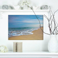 East Urban Home Beautiful Waves at Sandy Beach - Wrapped Canvas Photograph Print