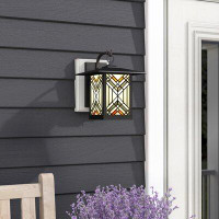 Foundstone™ Emmerich Oil Rubbed Bronze 1 - Bulb 7.75" H Stained Glass Outdoor Wall Lantern