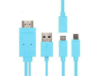 MHL to HDMI Kit - 5 pin or 11 pin MHL Micro USB to HDMI HDTV Cable Adapter - Blue