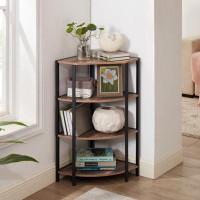 17 Stories Compact 4-tier Corner Shelving Unit: Open Bookcase & Plant Stand, Small Space Bookshelf For Living Room, Home