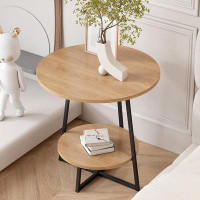 17 Stories 2-Tier End Table/Side Table/Night Stand/Bedside Table, Wooden End Tables With Storage Shelf, Modern Coffee Ta