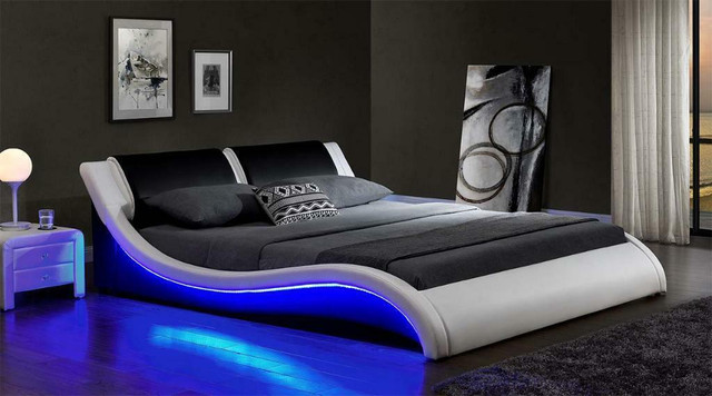 NEW MODERN DESIGN LED BED FRAME S SHAPE 11781 in Beds & Mattresses in Regina