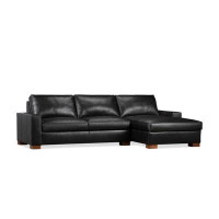 Joss & Main Jonie Genuine Leather 2-Piece Sectional