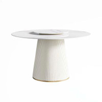 Everly Quinn Modern  Artificial Stone Round Dining Table With Turntable