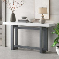 Ivy Bronx Concrete Wood Top Console Table