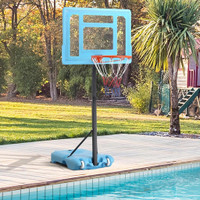 POOLSIDE BASKETBALL HOOP STAND, 36.5-48.5 HEIGHT ADJUSTABLE PORTABLE HOOP SYSTEM GOAL STAND