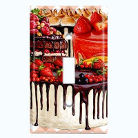 WorldAcc Metal Light Switch Plate Outlet Cover (Layered Chocolate Cake Party - Single Toggle)