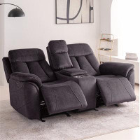 Hokku Designs Keveon 78" Upholstered Reclining Sofa with Storage and Head Tilt
